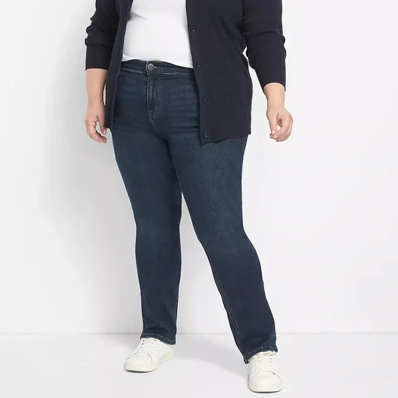 Lane Bryant Genius Fit Straight Jeans 26W Average Dark Wash Stretch Plus Size - Picture 4 of 13